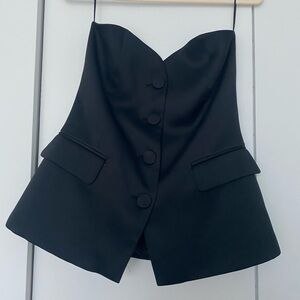 Zara button down strapless blouse